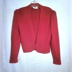 Vintage 1970's St. John for Saks Fifth Avenue Red Knit Cardigan Jacket